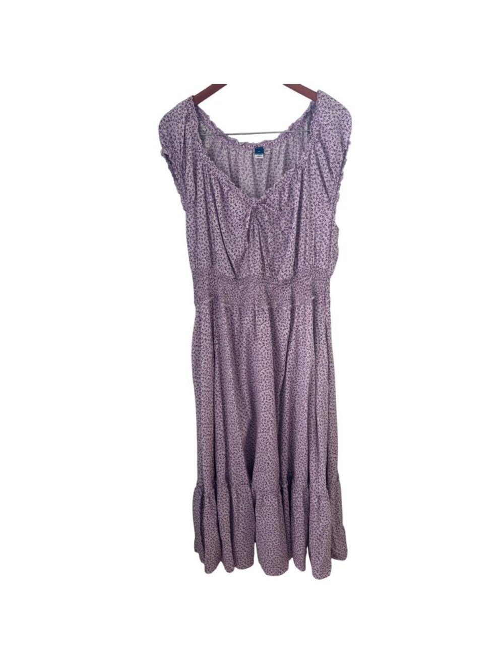 Old Navy Summer Purple Floral Maxi Dress Size 2X Ruffles Smocked Waist Pockets